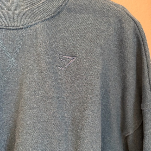 Gymshark Womens Rest Day Sweats Cropped Oversized Pullover in Steel Blue Marl, L - Picture 4 of 6